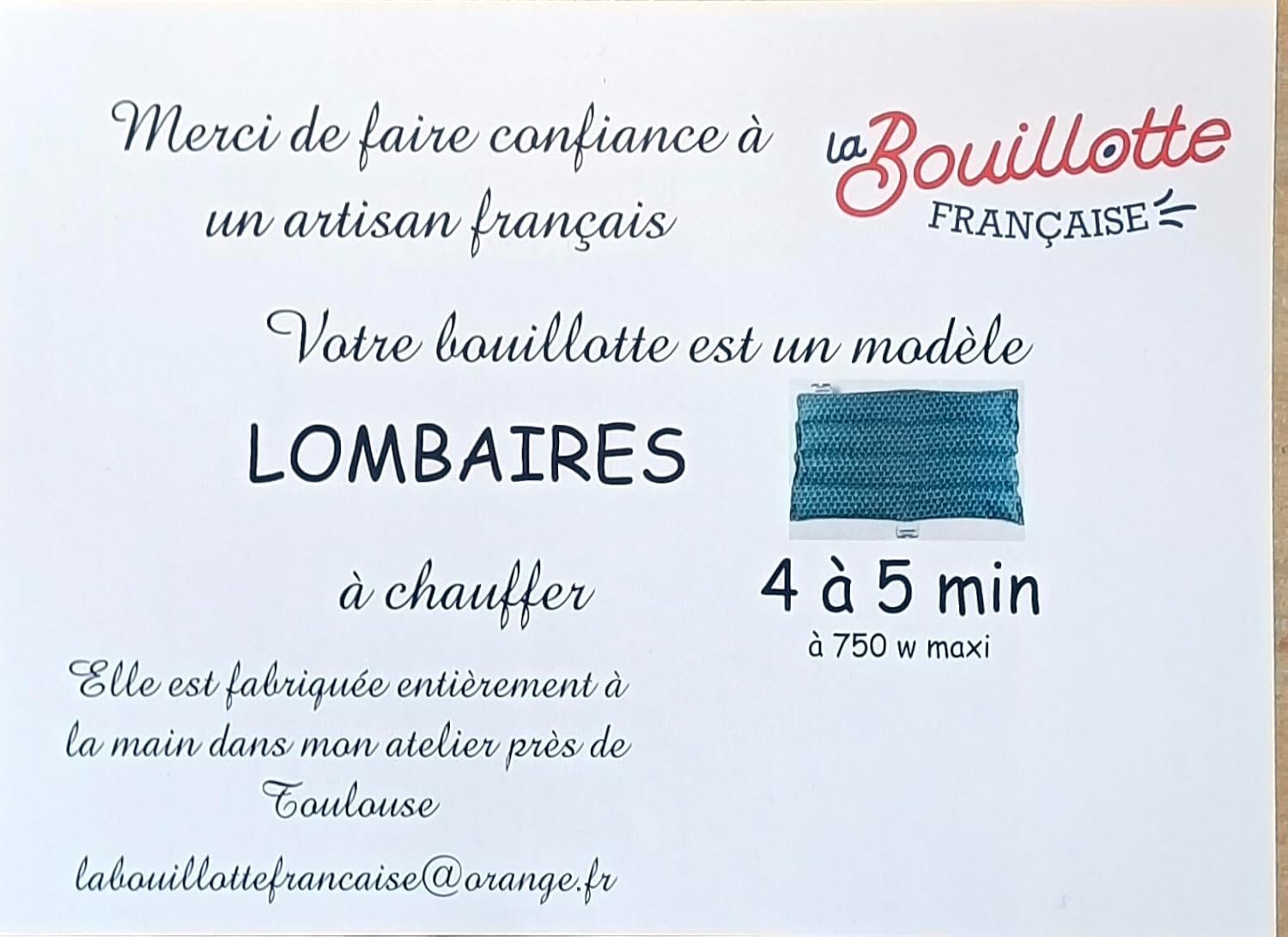 Bouillotte Lombaire Micro Onde
