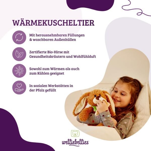 Peluche Bouillotte Lapin Marron Allongé pour Micro-onde 9